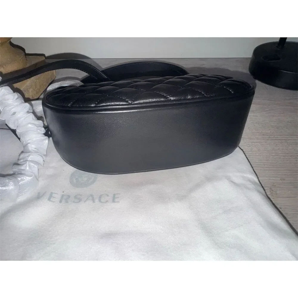 Versace Medusa Black Quilted Leather Shoulder/ crossbody Bag with Strap - Picture 9 of 14